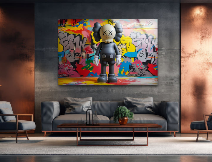 Kaws With Graffiti Glass Wall Art stained glass wall art, stained glass wall decor