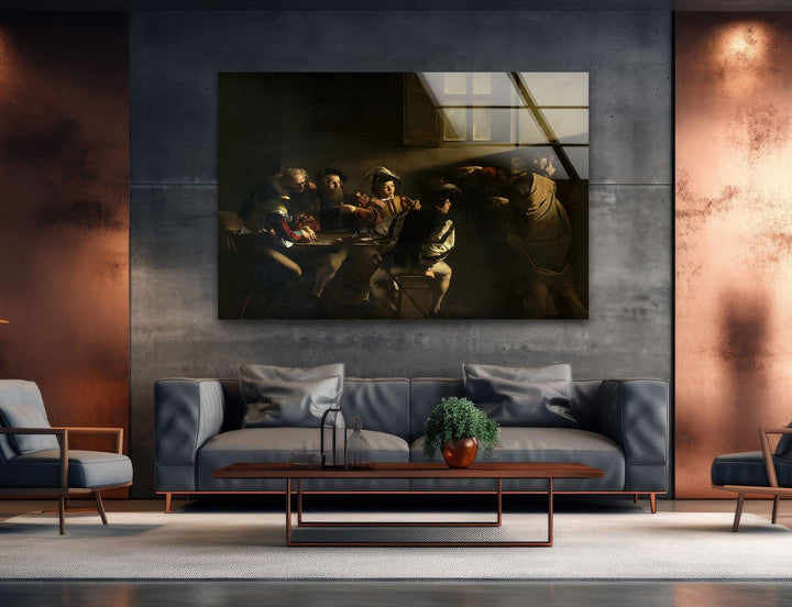 The Calling of Saint Matthew Caravaggio Glass Wall Art glass pictures for Wall, glass prints wall art
