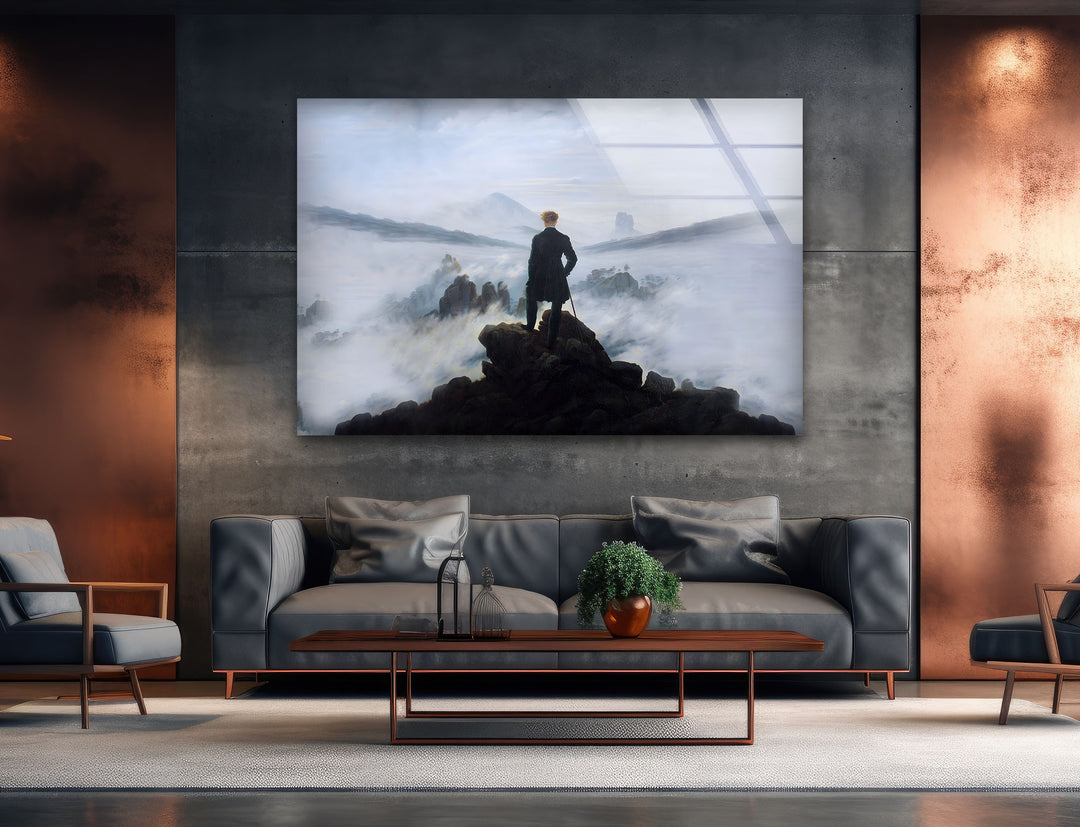 Wanderer above the Sea of Fog Caspar David Friedrich Glass Wall Art glass pictures for Wall, glass prints wall art
