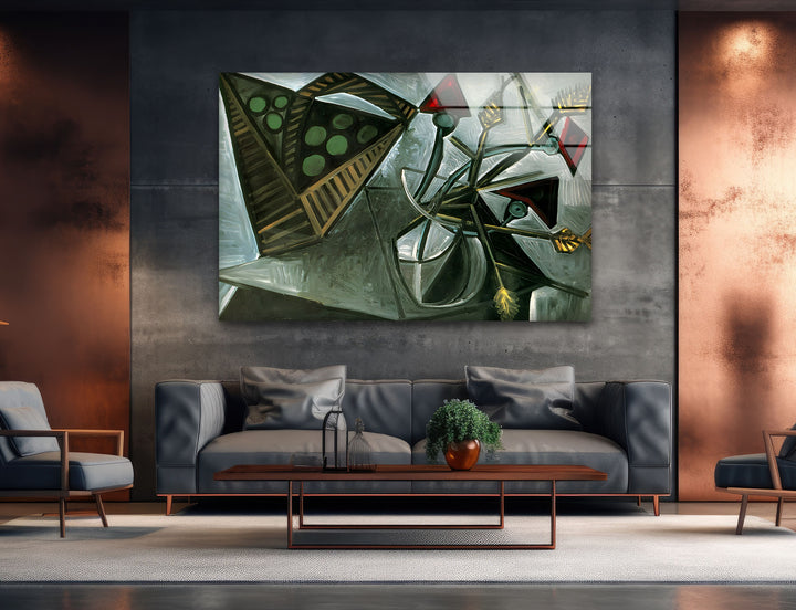 Still Life with Basket of Fruit by Pablo Picasso Glass Wall Art