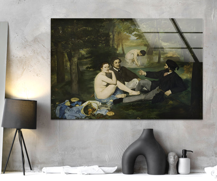 Le Déjeuner sur l'herbe Édouard Manet Glass Wall Art stained glass wall art, stained glass wall decor
