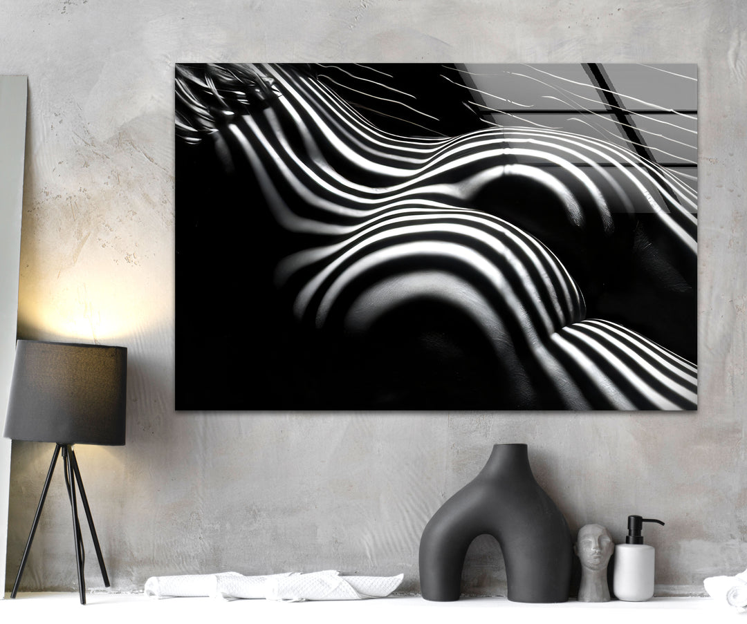 Erotic Black & White Woman Glass Wall Art