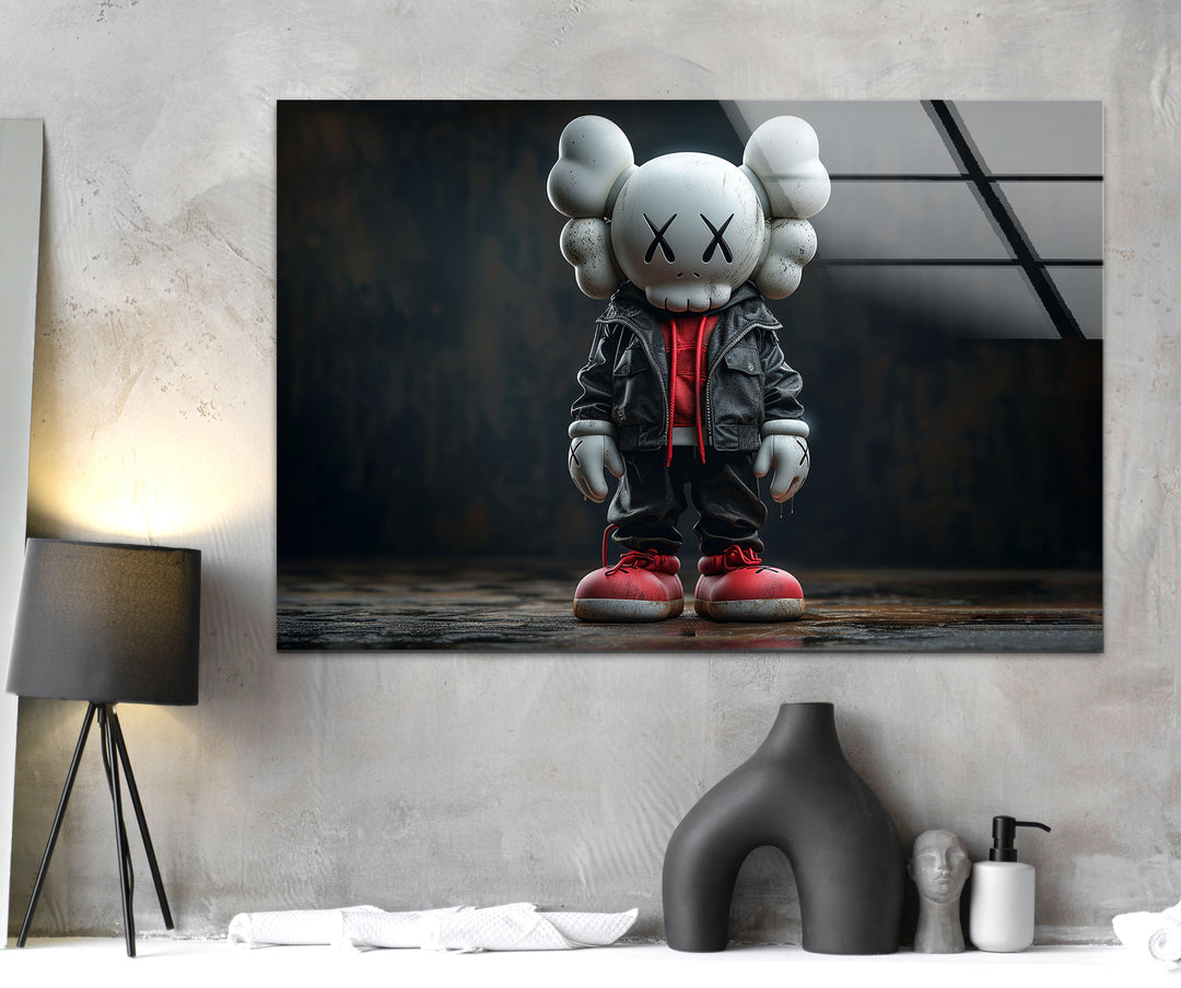 Kaws Black Glass Wall Art