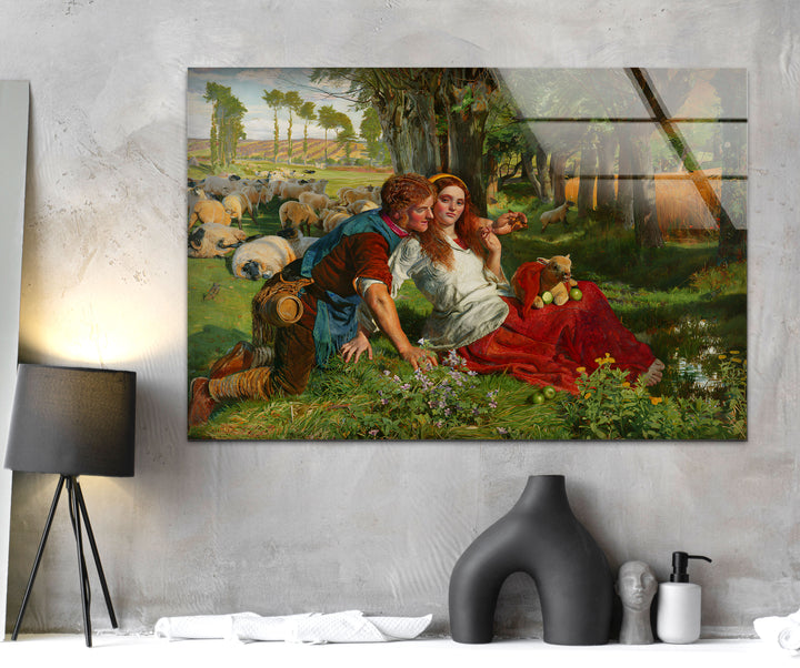 The Hireling Shepherd William Holman Hunt Glass Wall Art picture on glass wall art, photos printed on glass
