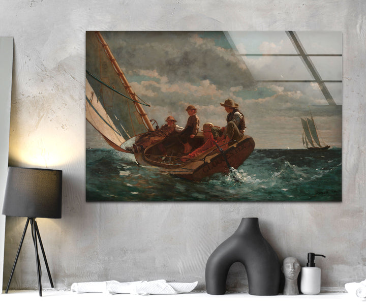 Breezing Up (A Fair Wind) Winslow Homer Glass Wall Art stained glass wall art, stained glass wall decor
