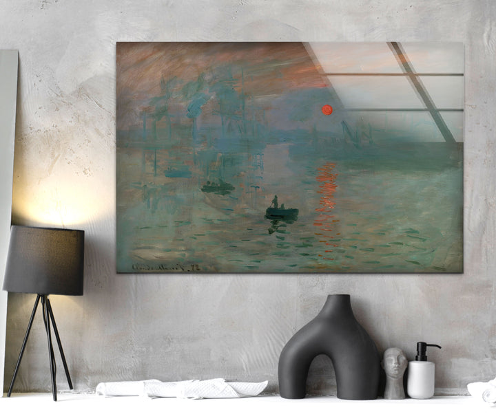 Impression Sunrise Claude Monet Glass Wall Art custom glass pictures, glass art prints
