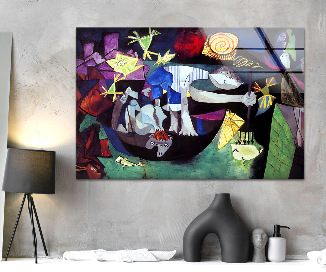 Night Fishing at Antibes by Pablo Picasso Glass Wall Art