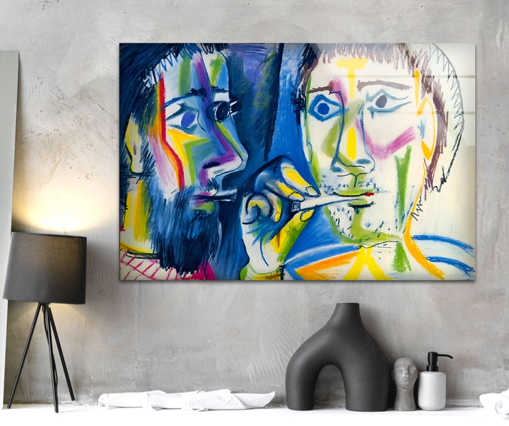 Pablo Picasso - Two Smokers Glass Wall Art