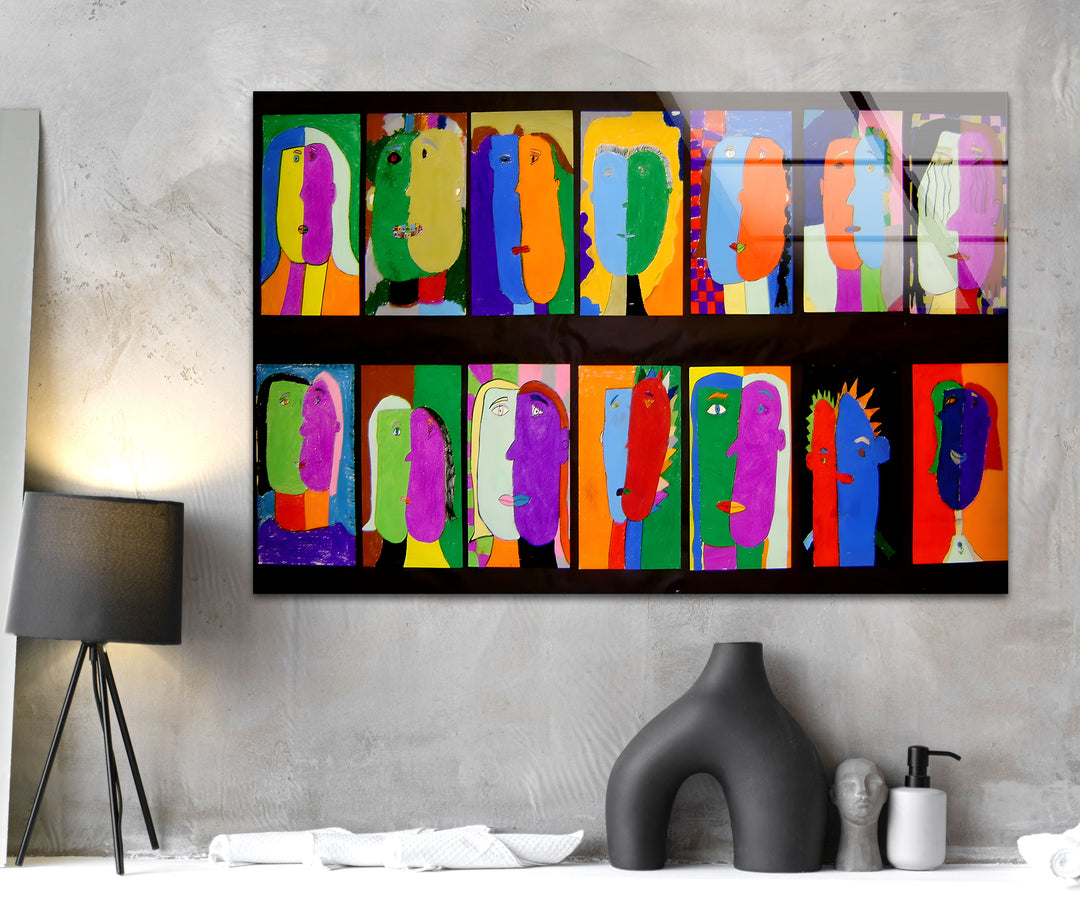 Colorful Art Pablo Picasso Glass Wall Art