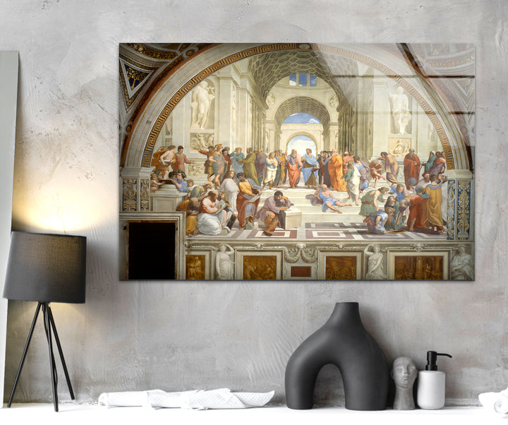 The School of Athens Raffaello Sanzio Glass Wall Art large glass photo prints, glass wall photos
