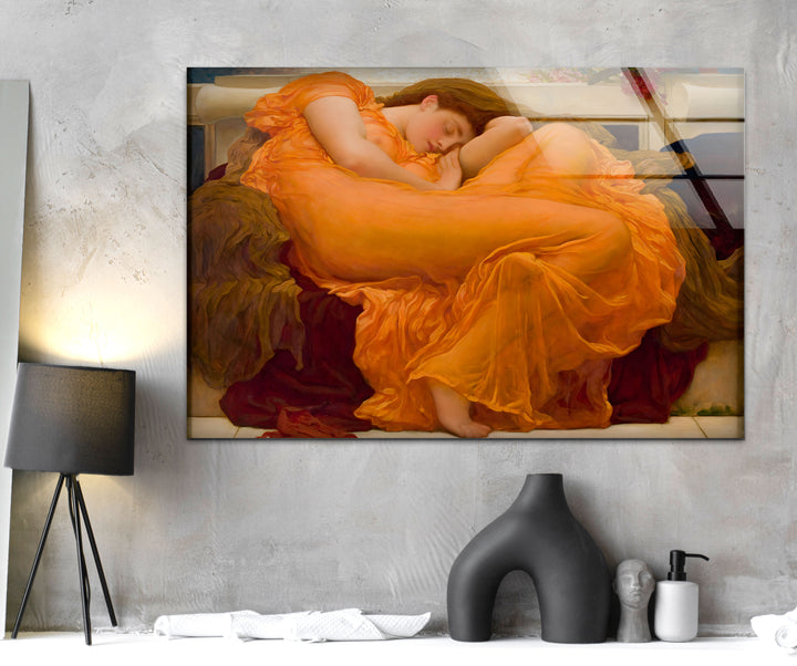 Flaming June Frederic Leighton Glass Wall Art glass photo prints, glass picture prints
