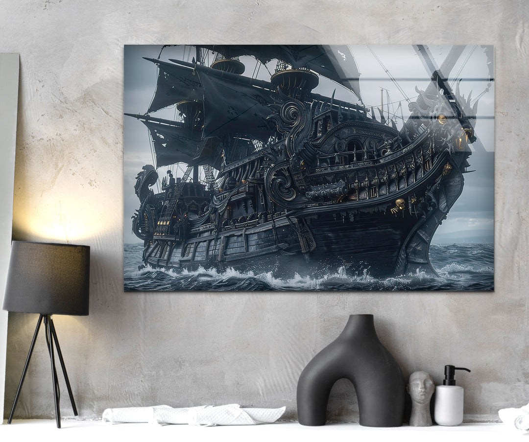 Big Pirate Ship Glass Wall Art glass image printing, glass prints from photos
