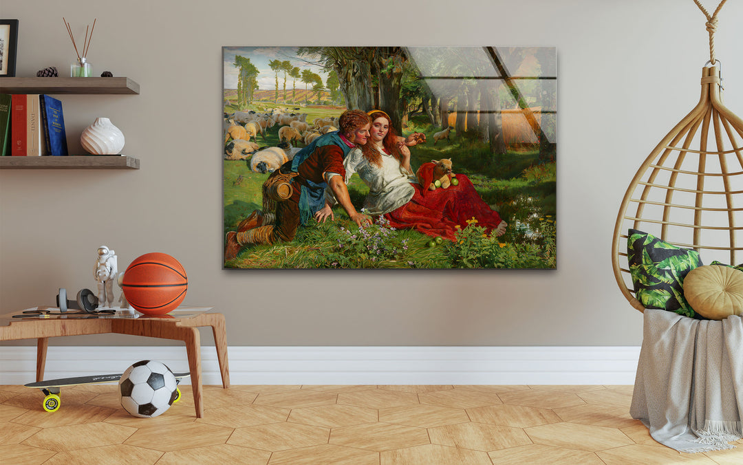 The Hireling Shepherd William Holman Hunt Glass Wall Art print on glass, glass printed photos
