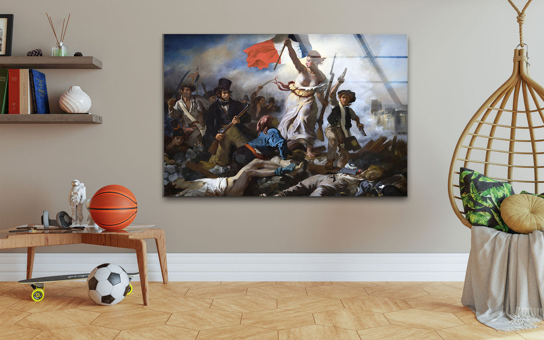 Liberty Leading the People Eugène Delacroix print picture on glass, Tempered Glass Wall Art
