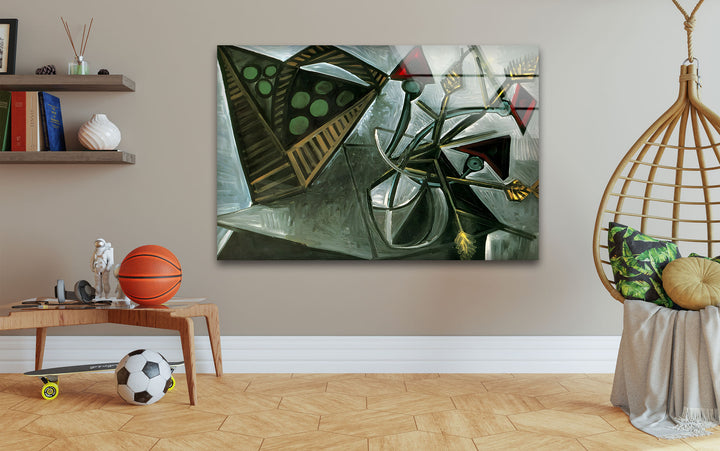 Still Life with Basket of Fruit by Pablo Picasso Glass Wall Art