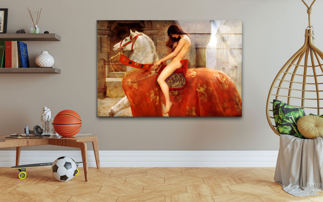 Lady Godiva John Collier Glass Wall Art glass photo prints, glass picture prints
