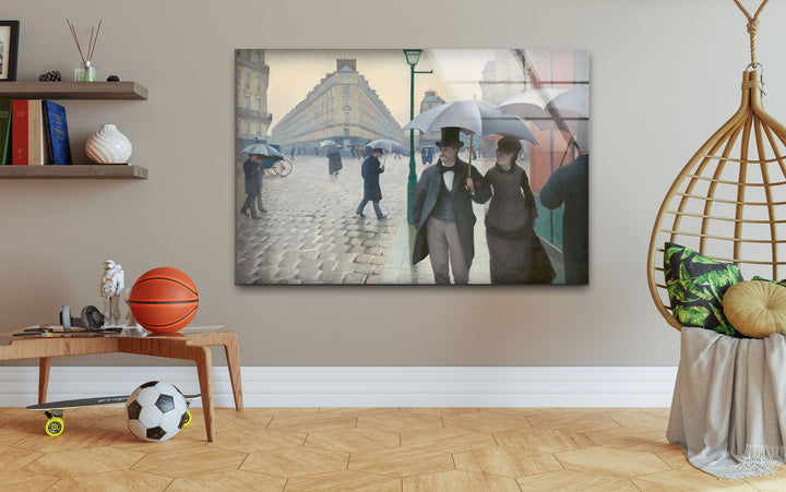 Paris Street; Rainy Day Gustave Caillebotte stained glass wall art, stained glass wall decor
