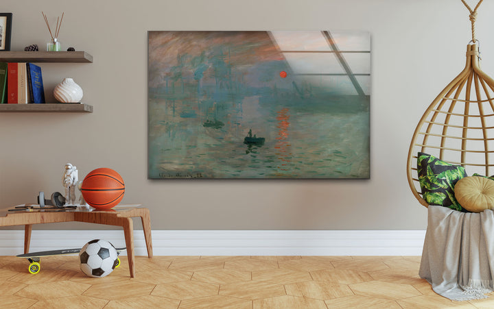 Impression Sunrise Claude Monet Glass Wall Art photo print on glass, prints on glass wall art
