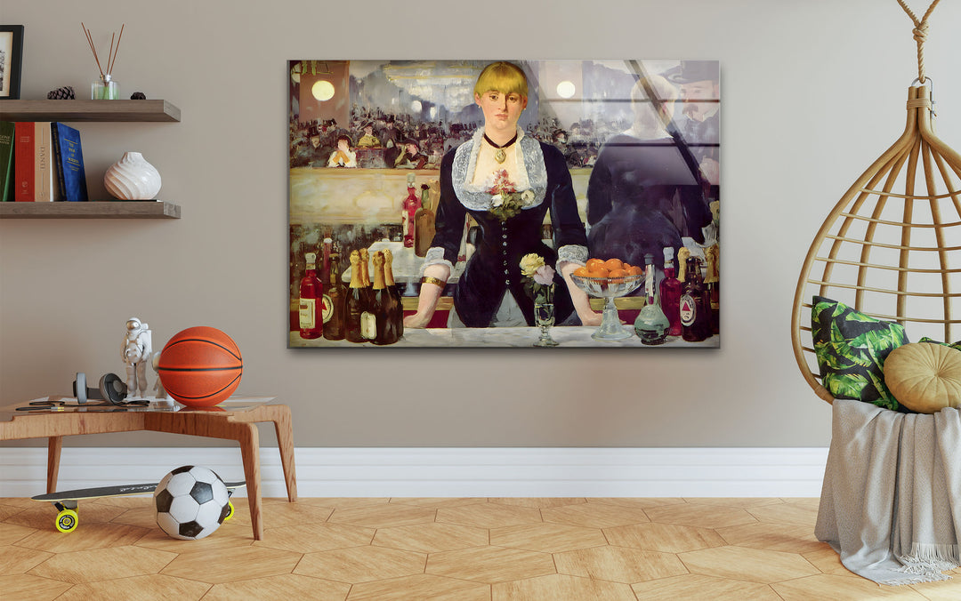 A Bar at the Folies-Bergère  Édouard Manet glass wall decor, glass wall art decor
