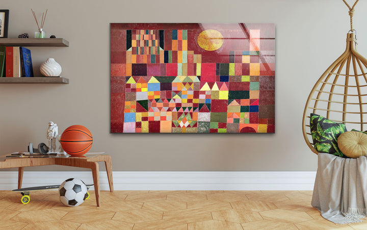 Castle and Sun by Paul Klee Glass Wall Art glass pictures for Wall, glass prints wall art
