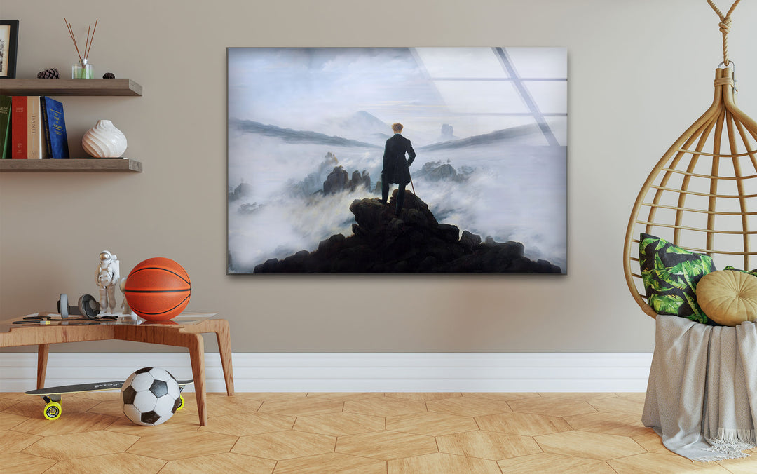 Wanderer above the Sea of Fog Caspar David Friedrich Glass Wall Art photo print on glass, prints on glass wall art
