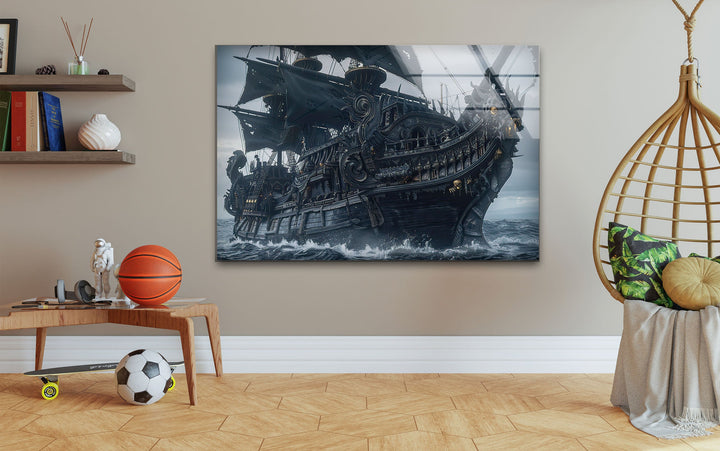 Big Pirate Ship Glass Wall Art glass pictures for Wall, glass prints wall art
