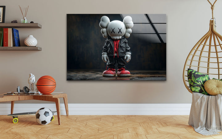 Kaws Black Glass Wall Art