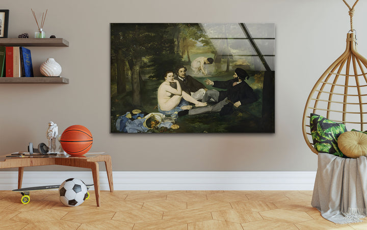 Le Déjeuner sur l'herbe Édouard Manet Glass Wall Art glass art painting, glass art for the Wall
