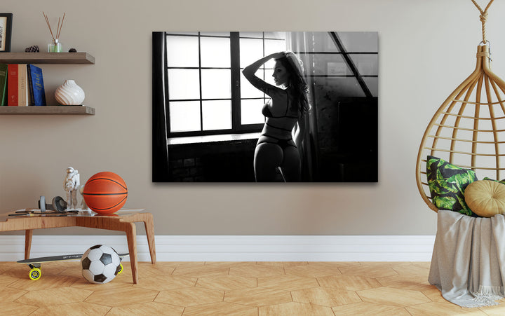 Sophisticated erotic nude art for contemporary glass wall decor
