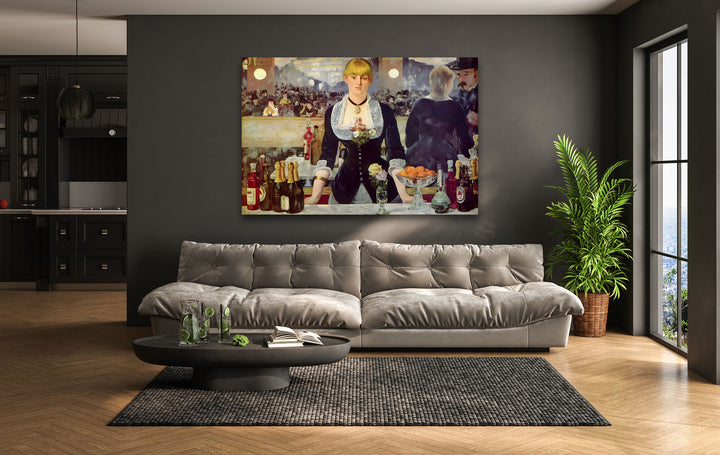 A Bar at the Folies-Bergère  Édouard Manet photo print on glass, prints on glass wall art
