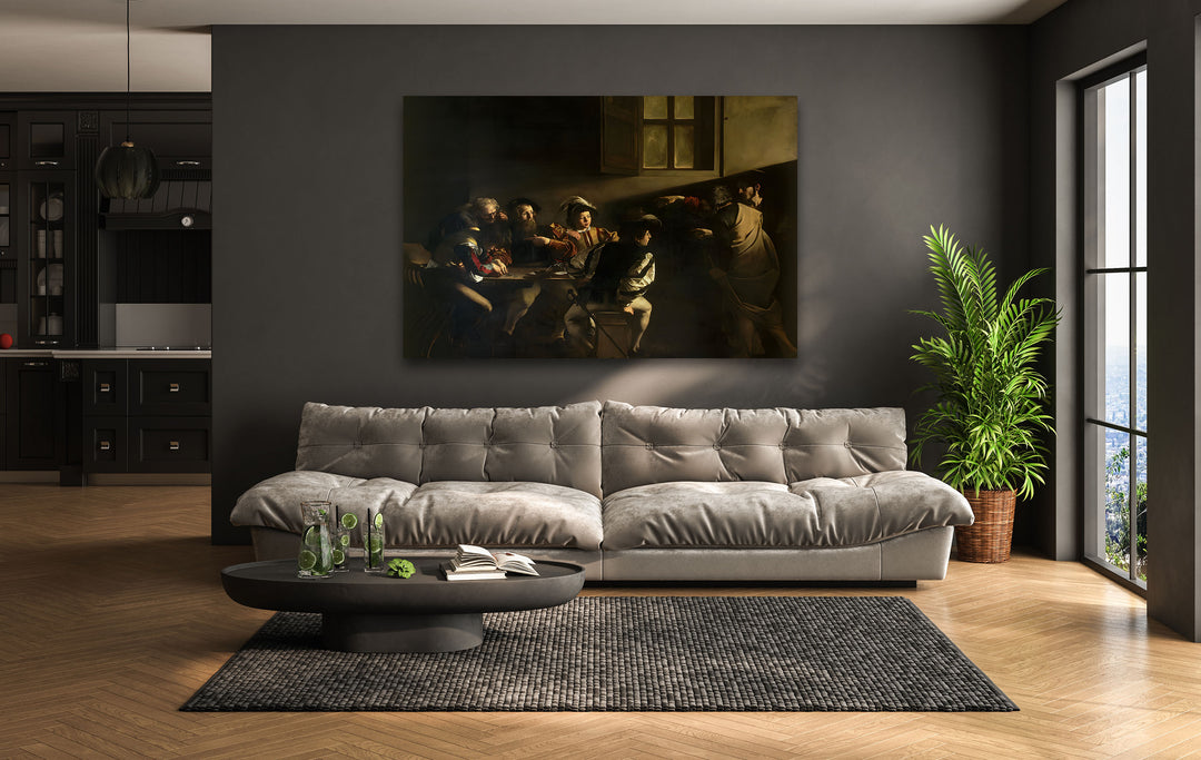 The Calling of Saint Matthew Caravaggio Glass Wall Art print on glass, glass printed photos
