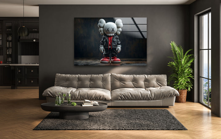 Kaws Black Glass Wall Art glass wall decor, glass wall art decor