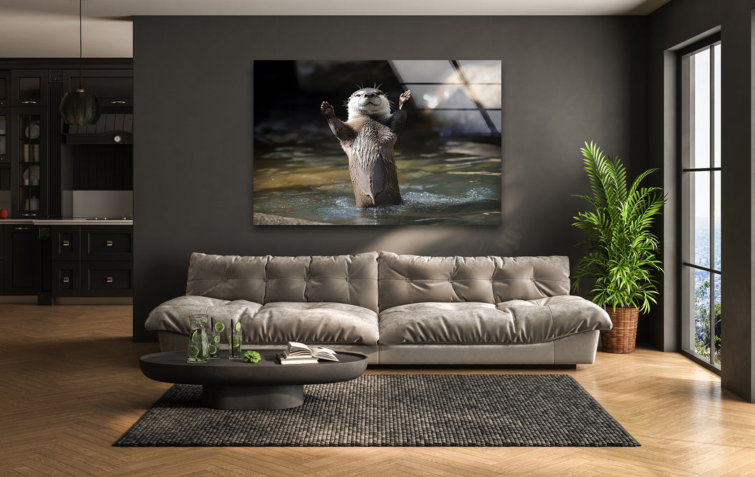 Wet Otter Glass Wall Art glass pictures for Wall, glass prints wall art
