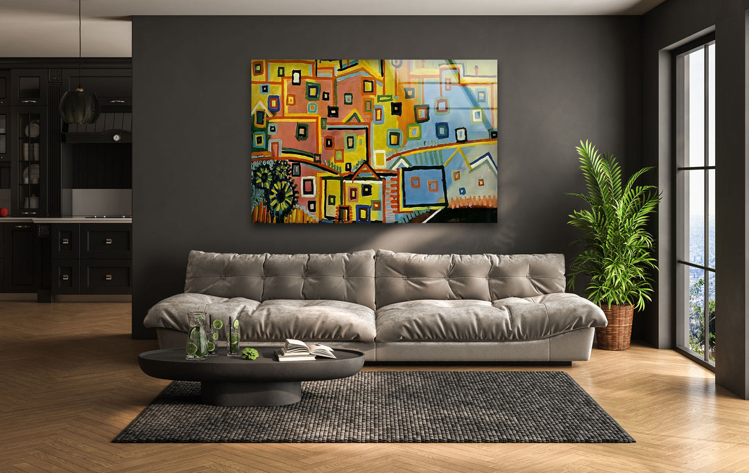 Houses by Pablo Picasso Glass Wall Art