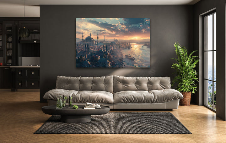 Painting of Istanbul in Ancient Times Glass Wall Art art glass wall art, glass wall art pictures
