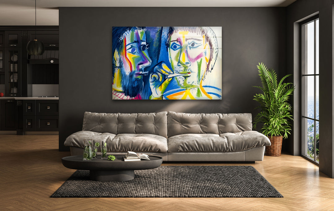 Pablo Picasso - Two Smokers Glass Wall Art