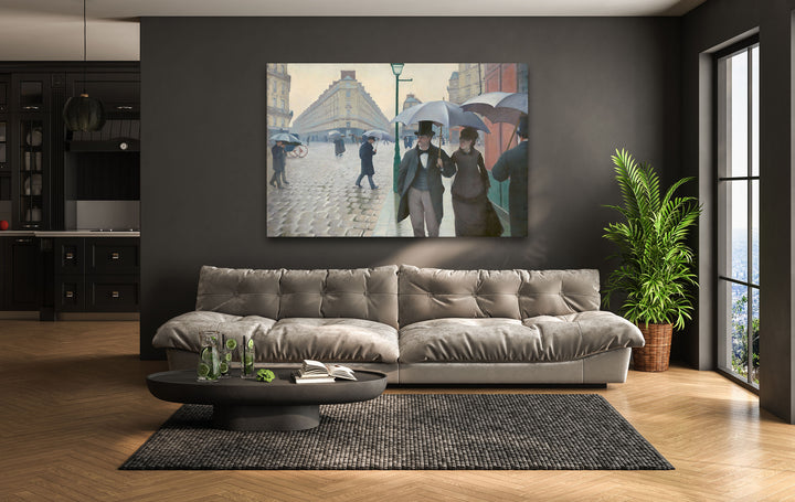 Paris Street; Rainy Day Gustave Caillebotte glass art painting, glass art for the Wall
