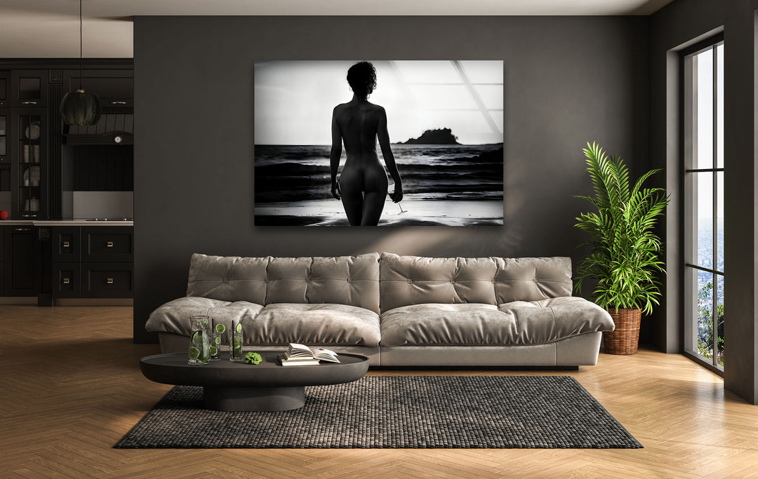 Erotic paintings and nude artwork showcased in sleek wall art
