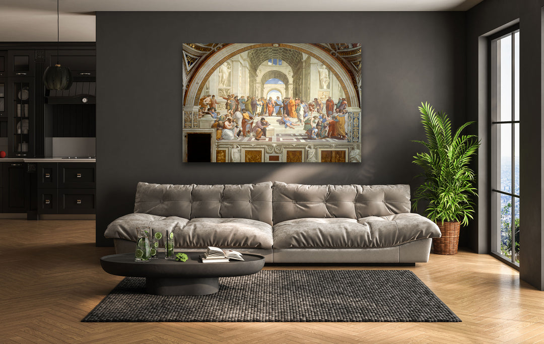 The School of Athens Raffaello Sanzio Glass Wall Art glass pictures for Wall, glass prints wall art
