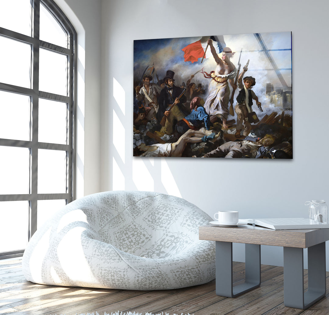 Liberty Leading the People Eugène Delacroix glass wall decor, glass wall art decor
