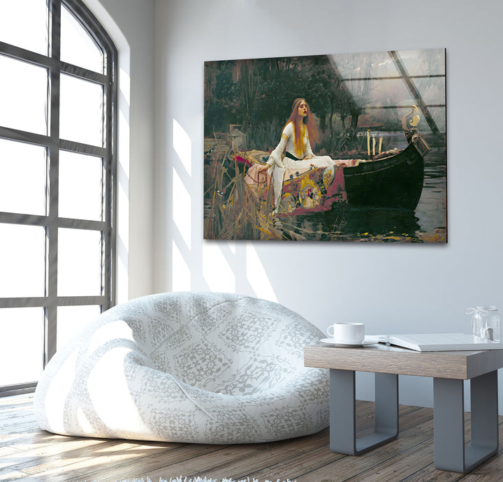 Shalott Leydisi John William Waterhouse Glass Wall Art custom glass photo prints, large glass prints
