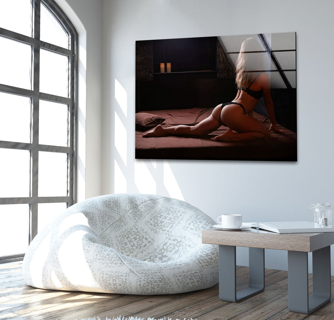 Striking nude artwork blending erotic paintings and sexy glass designs
