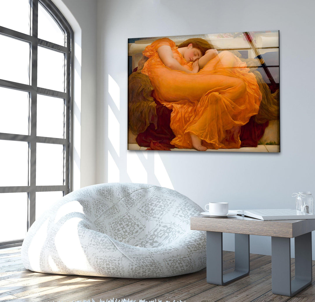 Flaming June Frederic Leighton Glass Wall Art print on glass, glass printed photos
