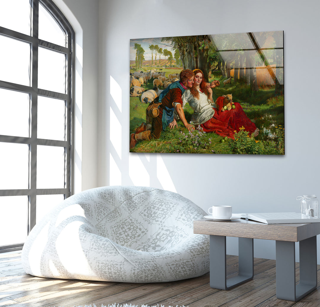 The Hireling Shepherd William Holman Hunt Glass Wall Art print picture on glass, Tempered Glass Wall Art
