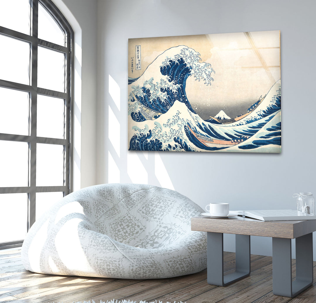 The Great Wave off Kanagawa Hokusai Glass Wall Art custom glass photo prints, large glass prints
