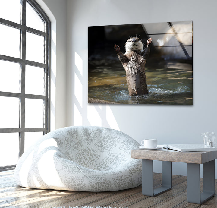 Wet Otter Glass Wall Art large glass photo prints, glass wall photos
