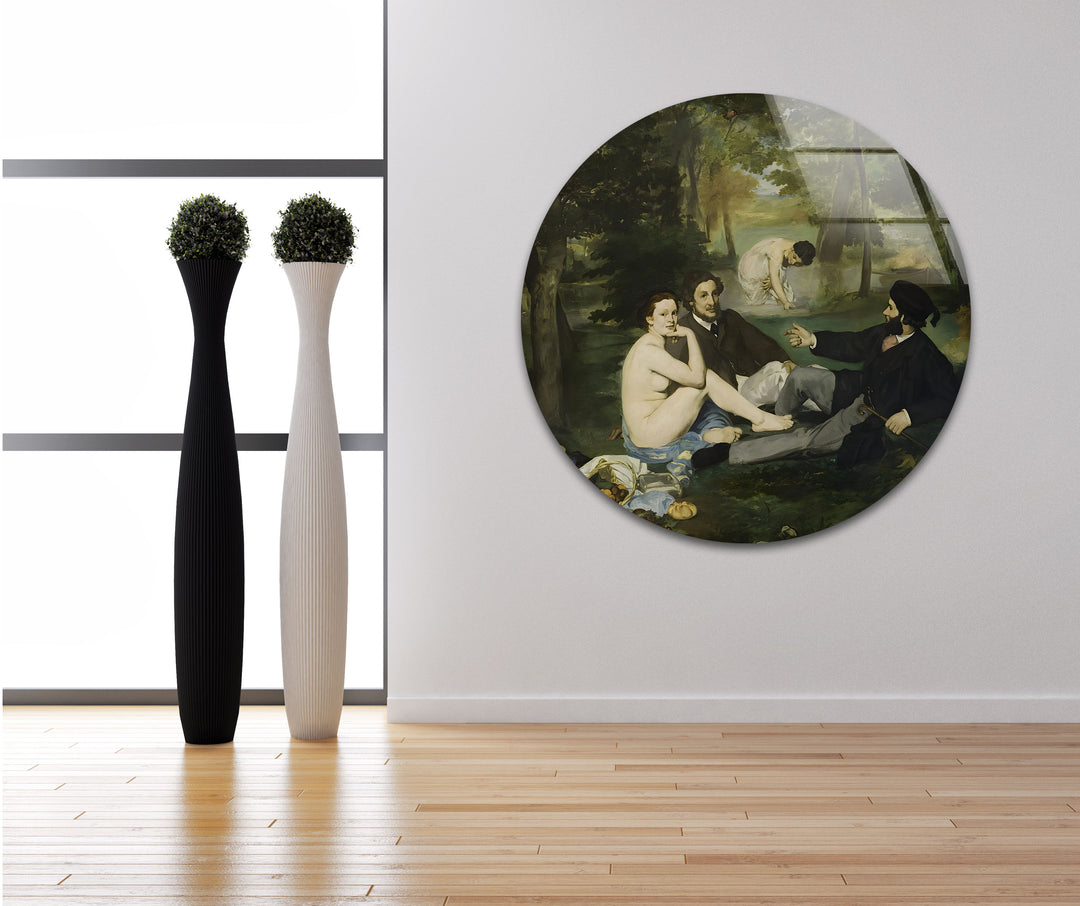 Le Déjeuner sur l'herbe Édouard Manet Glass Wall Art custom glass photo prints, large glass prints
