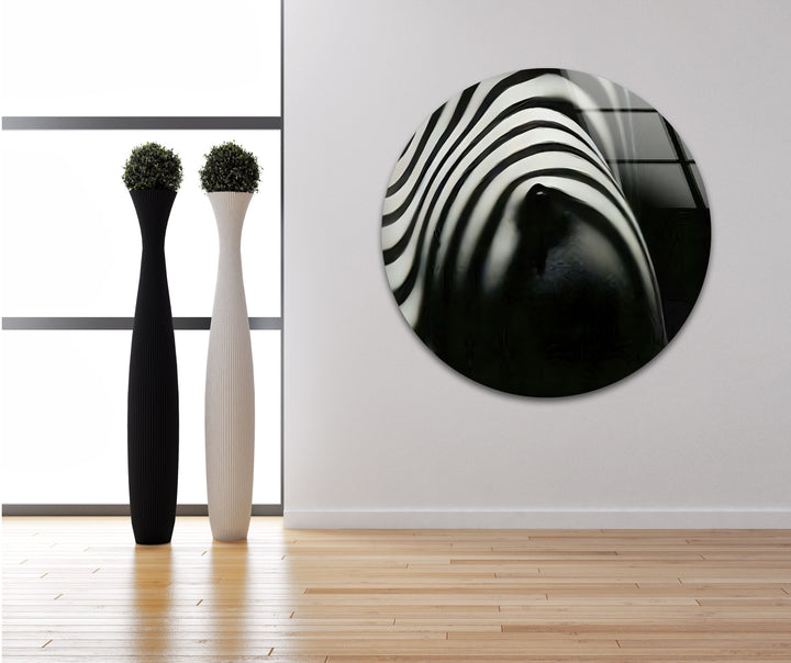 Naked Woman Zebra Striped Glass Wall Art