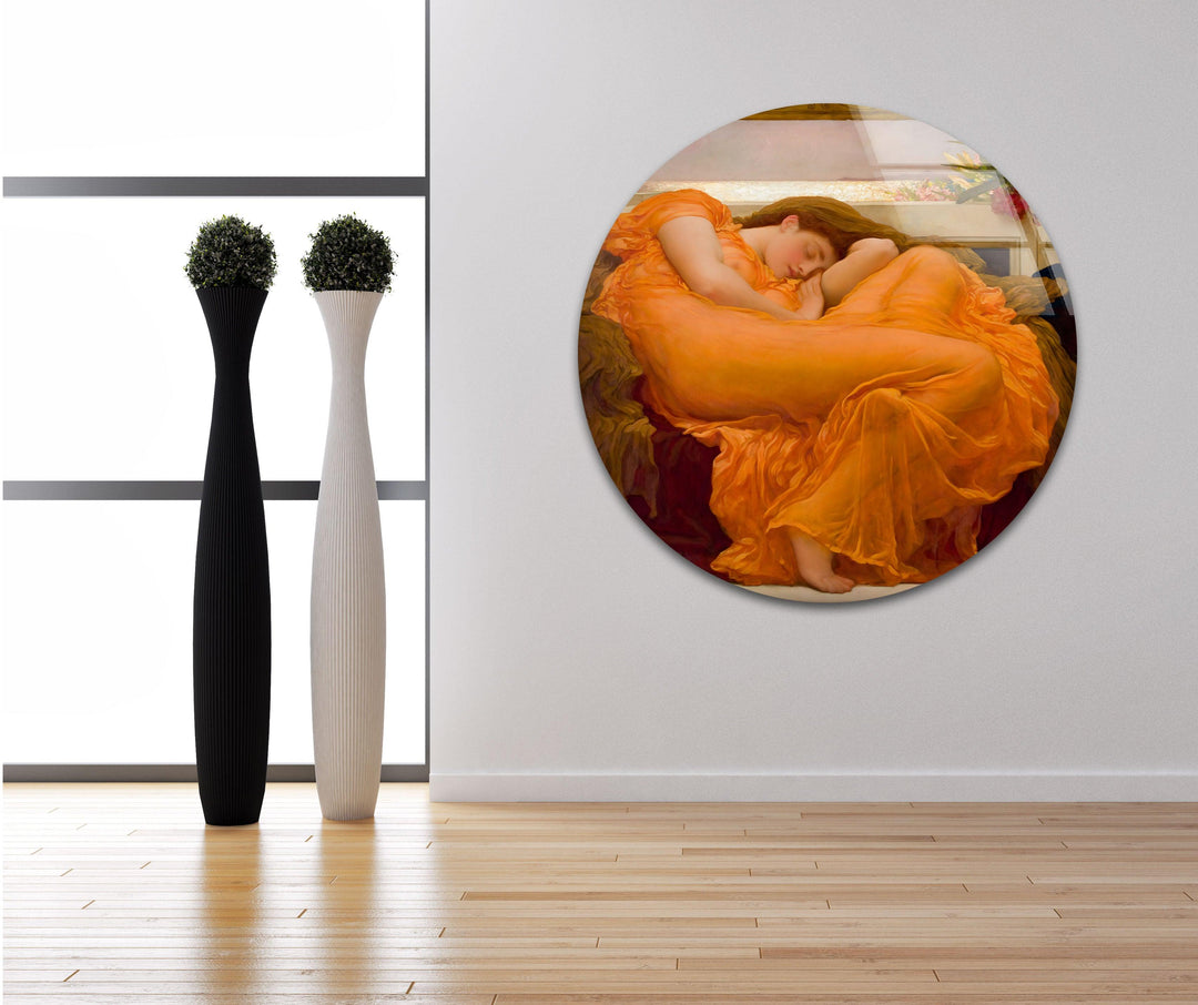 Flaming June Frederic Leighton Glass Wall Art print picture on glass, Tempered Glass Wall Art
