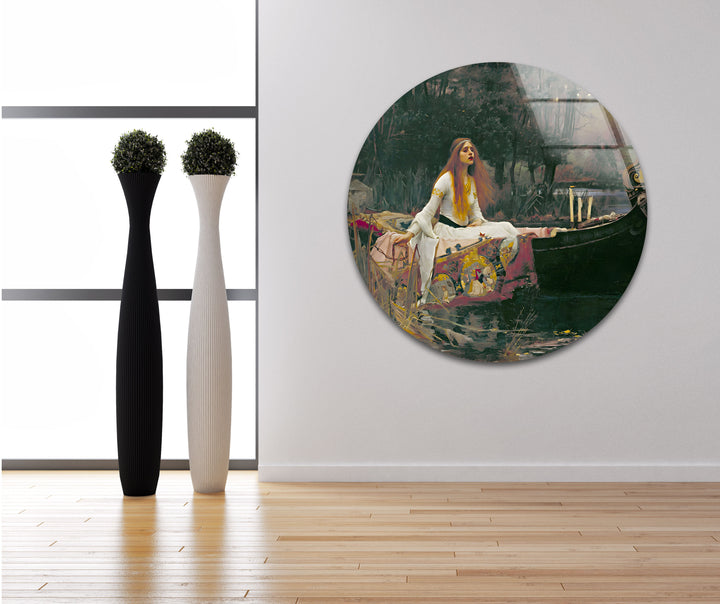 Shalott Leydisi John William Waterhouse Glass Wall Art picture on glass wall art, photos printed on glass
